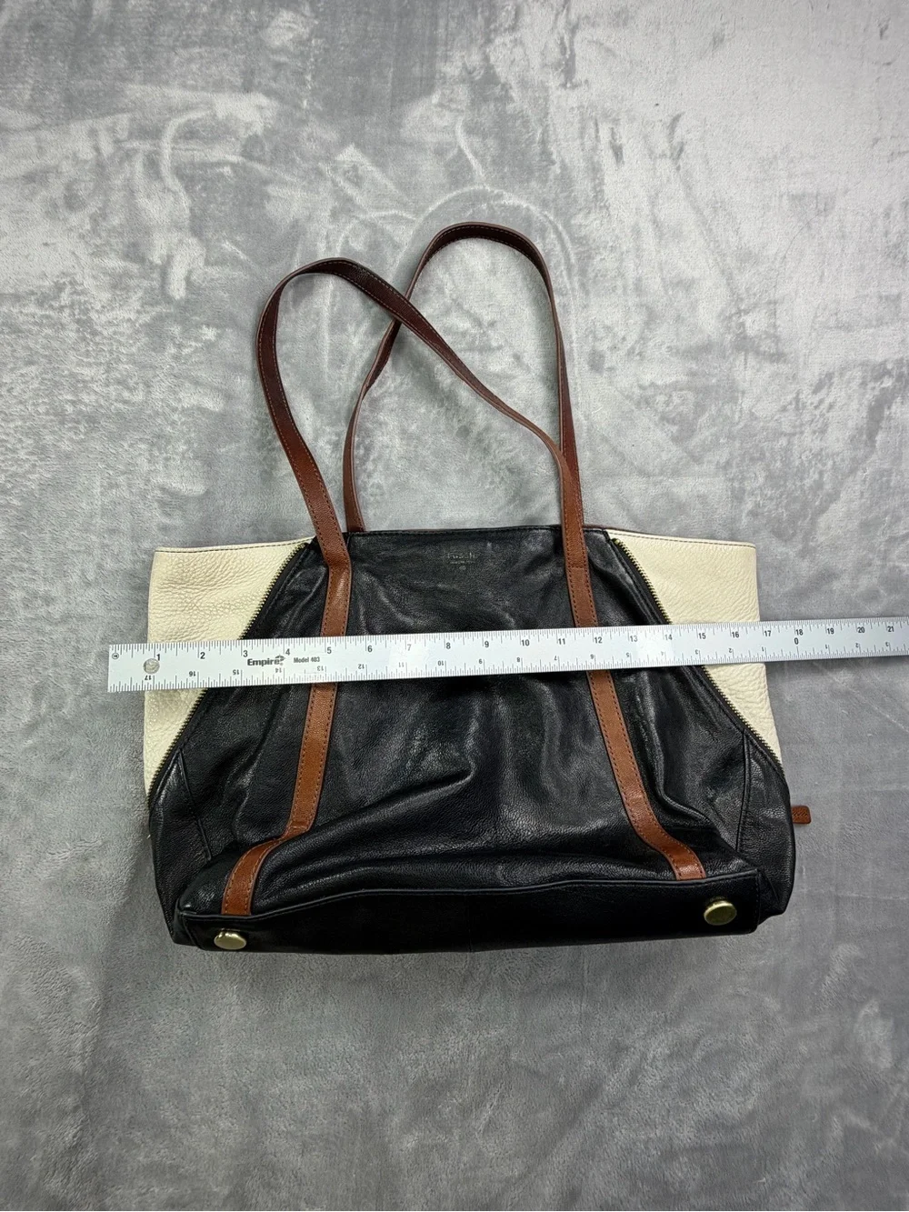 Fossil Black Leather Messenger Tote  Fall Bag Women’s Party Guest Vintage